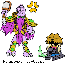 1boy, animated, animated_gif, bottle, gag, gagged, jim_raynor, korean, lowres, starcraft, zeratul