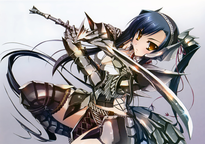 1girl, alternate_costume, armor, black_hair, capcom, cosplay, gauntlets, kan'u