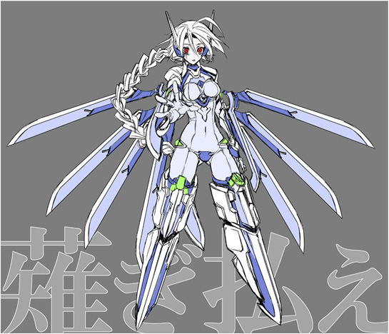 1girl, ahoge, arc_system_works, blazblue, braid, long_hair, nu-13, red_eyes