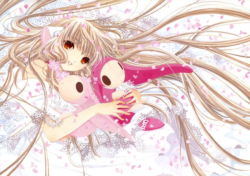 00s, 1girl, absurdres, artbook, blonde_hair, brown_eyes, chii, chobits