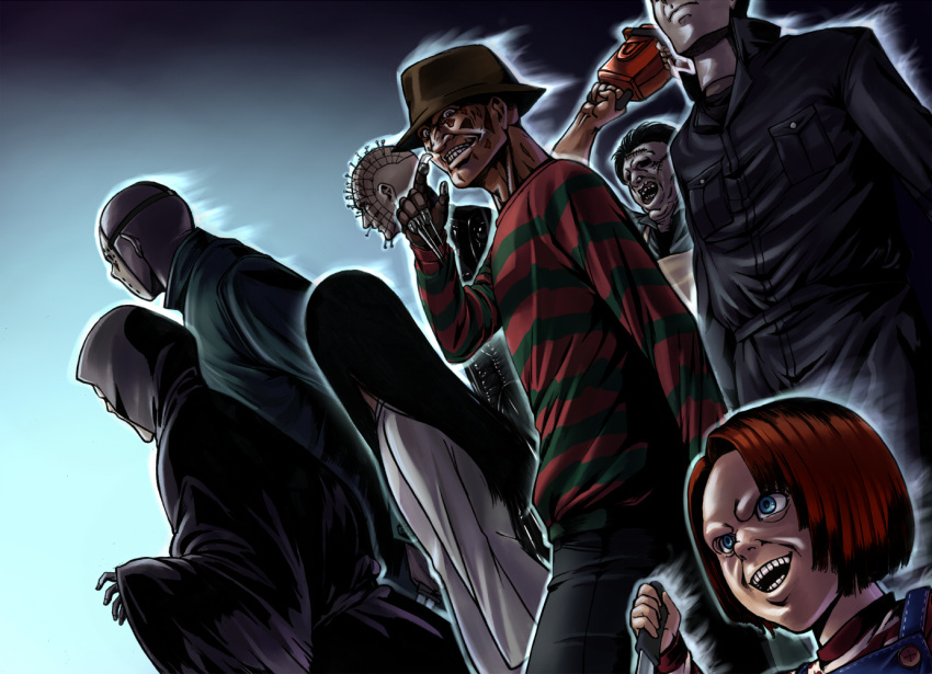 chainsaw, child's_play, chucky, crossover, crow_(pixiv), edo_tatsuki, epic, evil_grin