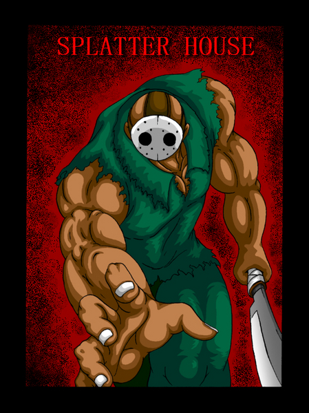 1boy, bald, copyright_name, mask, muscle, pixiv_thumbnail, resized, rick_(splatterhouse)