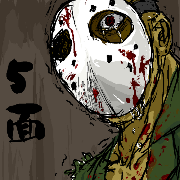 1boy, bcd_(pixiv_76739), blood, mask, pixiv_thumbnail, resized, rick_taylor, solo