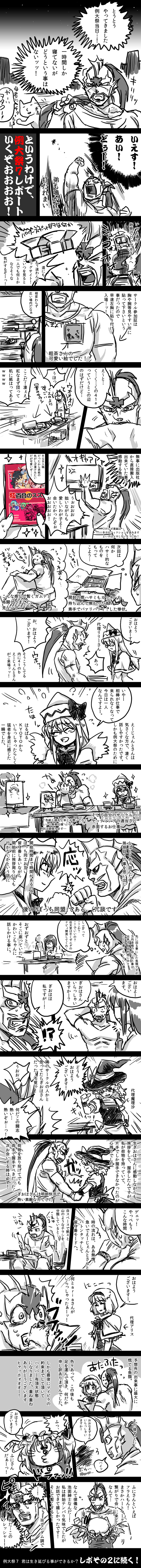 1boy, 6+girls, absurdres, alice_margatroid, cirno, comic, cosplay, daiyousei