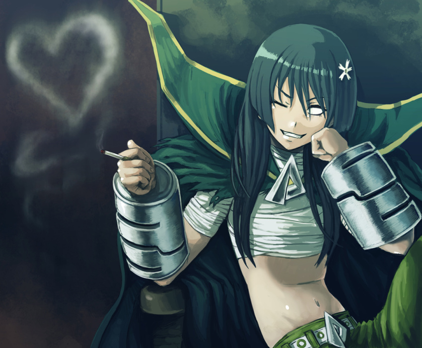 1girl, 4chan, bandage, belt, cape, cigarette, cosplay, crossover