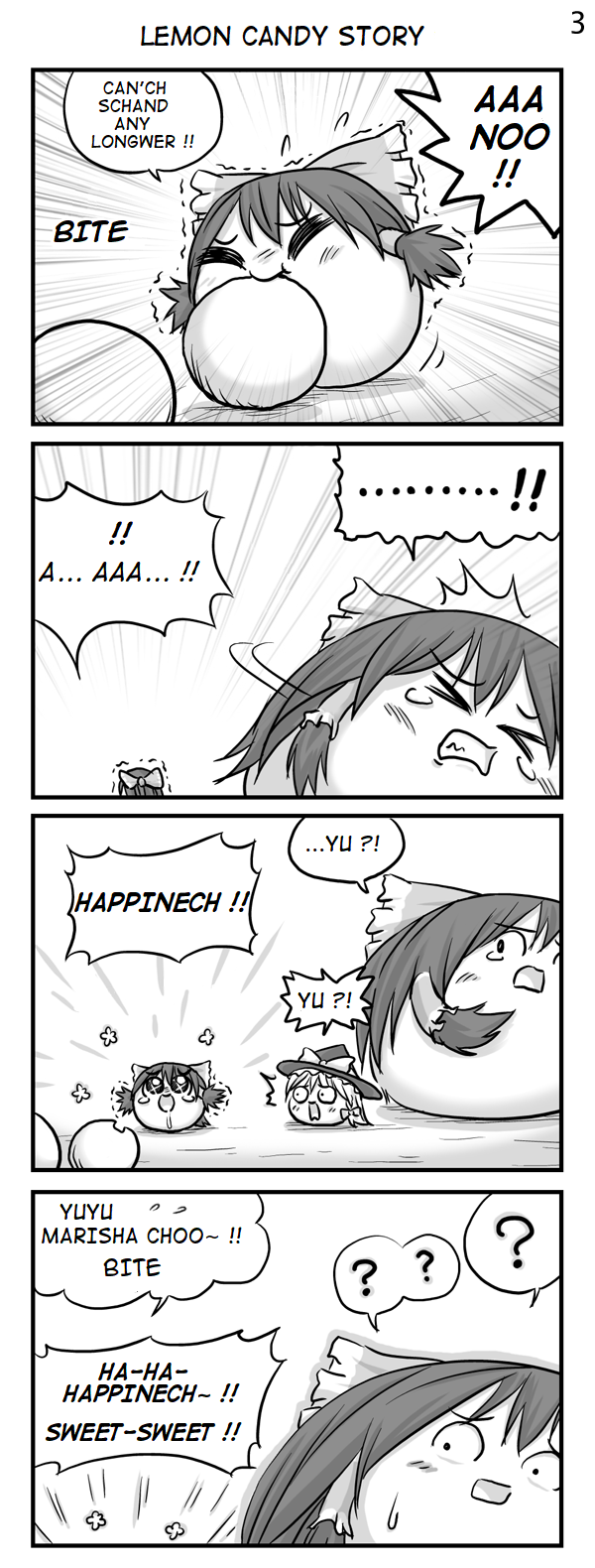 4koma, candy, comic, english_text, hair_tubes, hakurei_reimu, hard_translated, highres