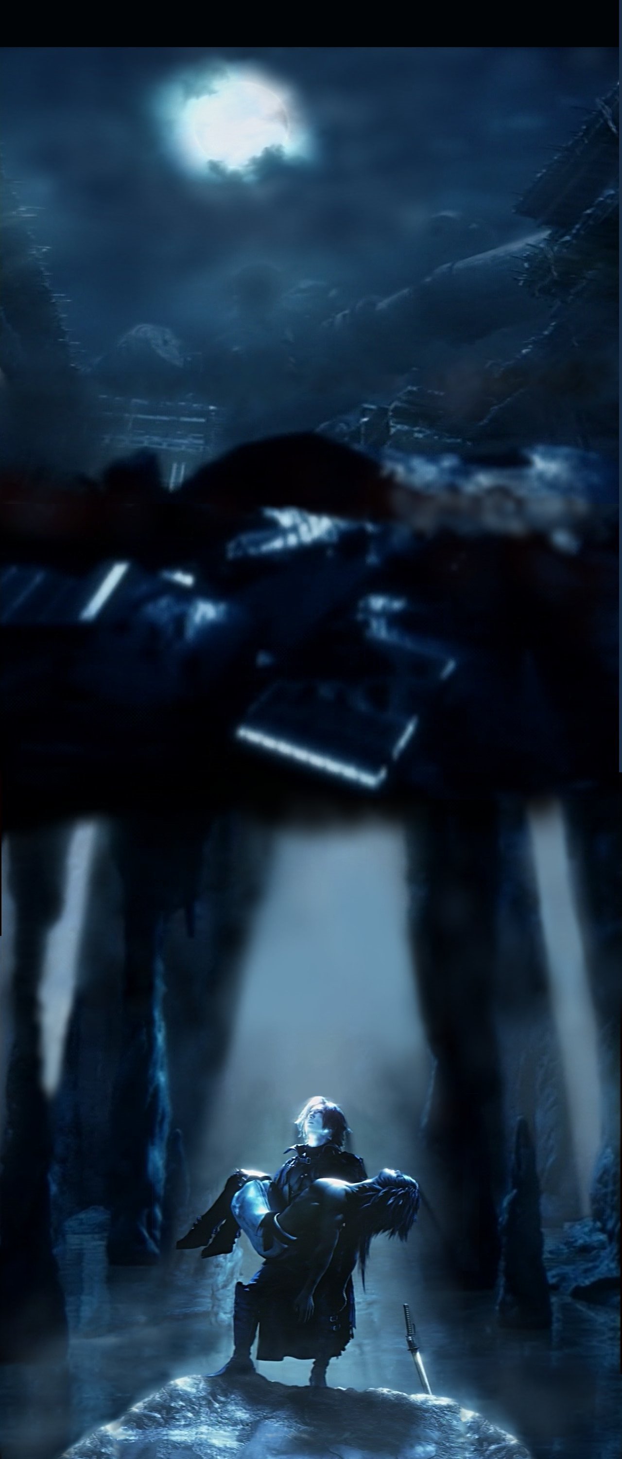 2boys, absurdres, carrying, cave, dirge_of_cerberus_final_fantasy_vii, final_fantasy, final_fantasy_vii, genesis_rhapsodos