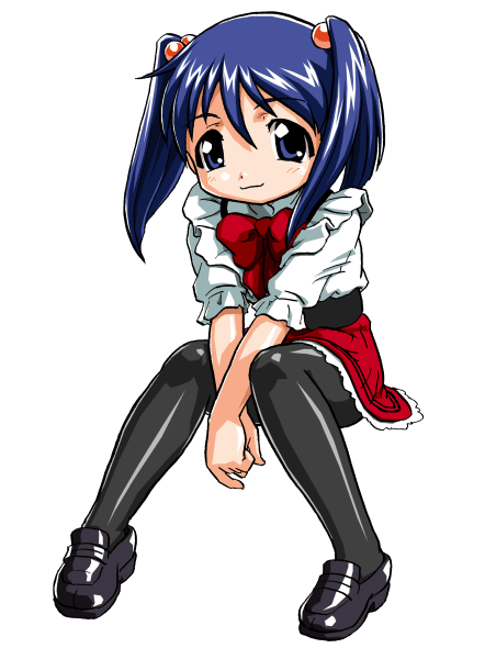 blue_eyes, blue_hair, bronze_parrot, inu_no_nana, long_hair, pantyhose, tenshi_no_shippo, twintails