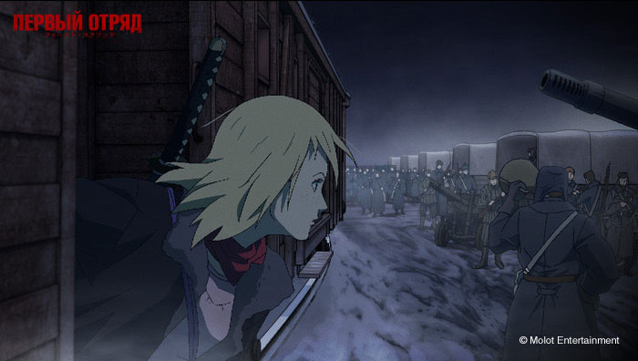 1girl, army, coat, first_squad, katana, nadya, neckerchief, necktie