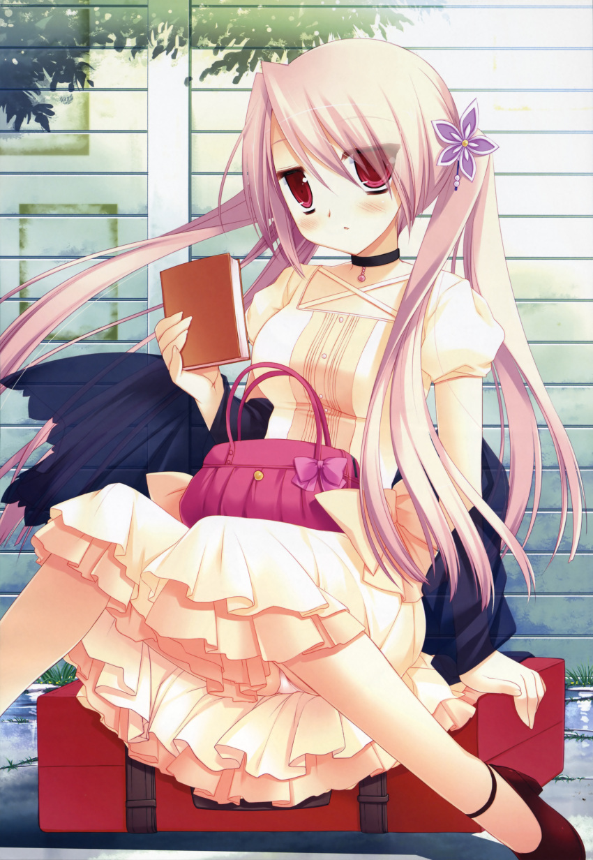 1girl, absurdres, bag, book, choker, hachimitsu_otome_blossom_days, handbag, highres
