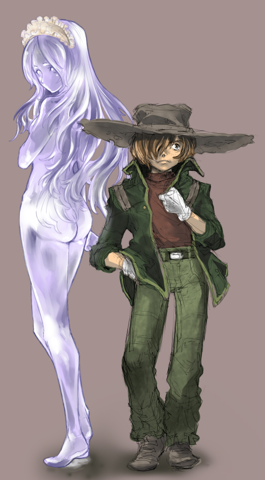 1boy, 1girl, bad_id, claire, claire_(ginga_tetsudou_999), crystal, ginga_tetsudou_999, hat