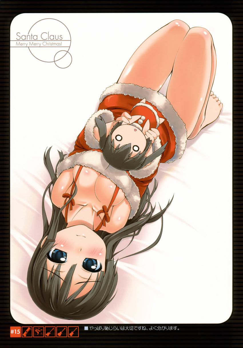 2girls, absurdres, akiyama_mio, bakutendou, bangs, bare_shoulders, barefoot, black_hair