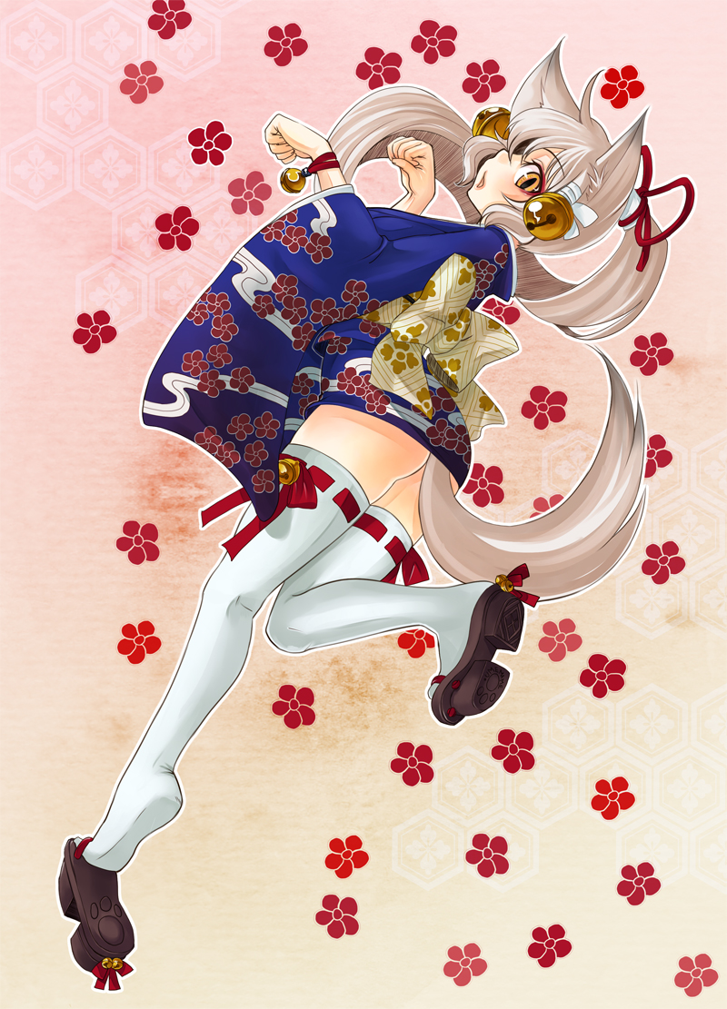 1girl, animal_ears, ass, bad_id, blush, fox_ears, from_behind, geta