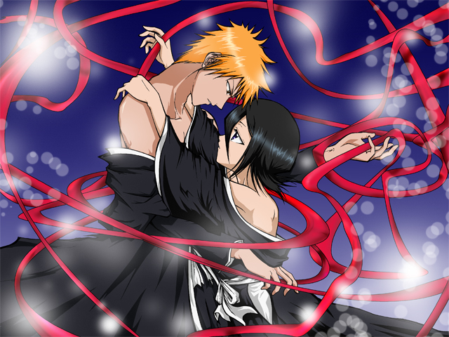 1boy, 1girl, bad_id, black_hair, bleach, brown_eyes, couple, hetero