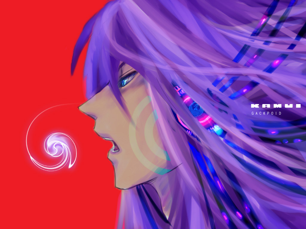 1boy, bad_id, blue_eyes, headphones, kamui_gakupo, long_hair, male_focus, open_mouth