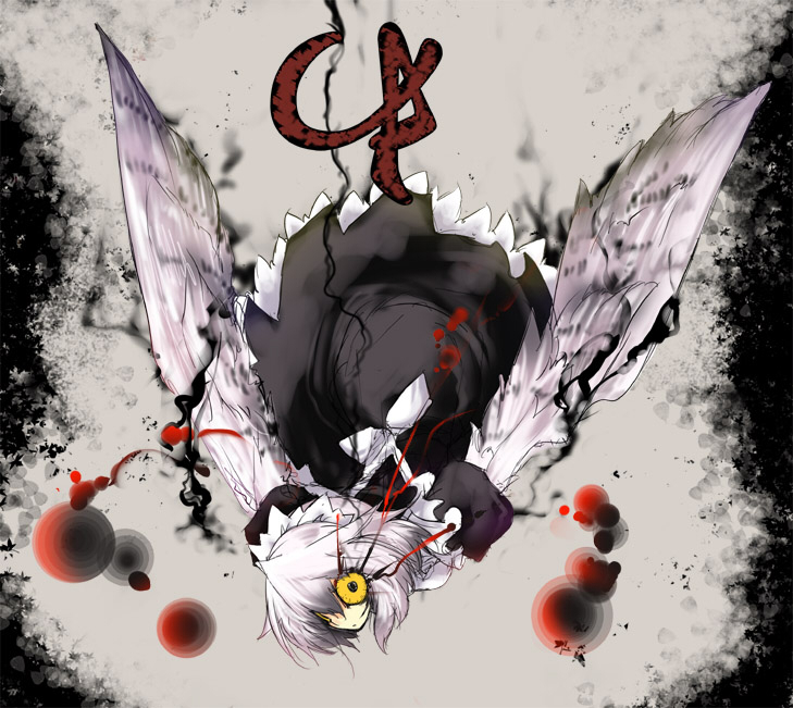 1girl, ahou_miya, bad_id, blood, futaba_channel, harpy, monster_girl, nijiura