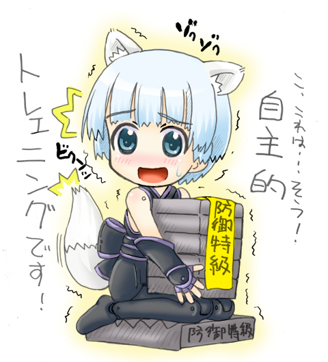 1girl, animal_ears, busou_shinki, chibi, crush, crushing, doll_joints, fubuki_(busou_shinki)