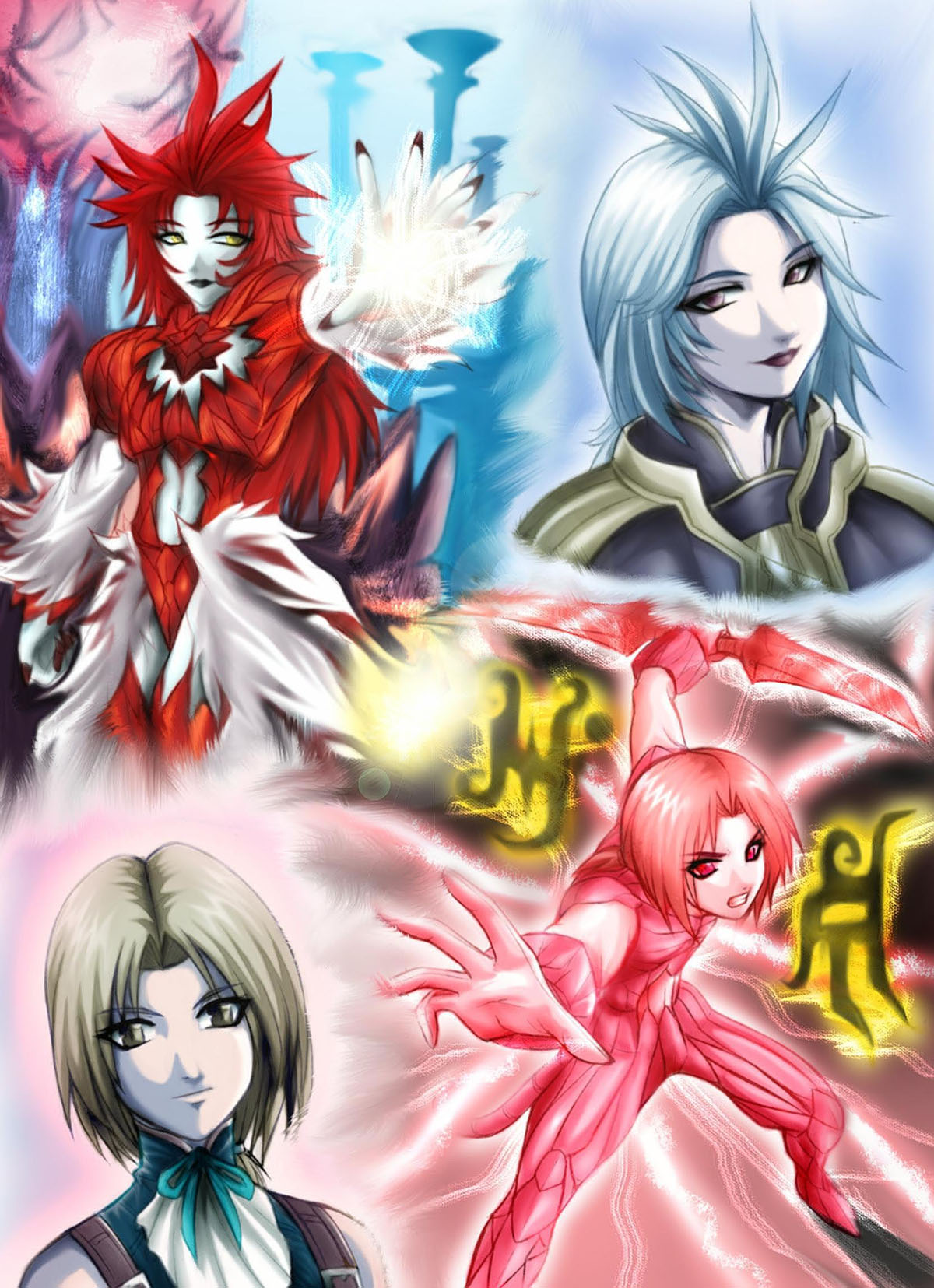 blade, dual_persona, final_fantasy, final_fantasy_ix, highres, kuja, redhead, ribbon