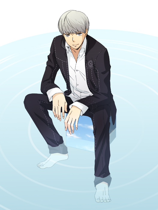 atlus, barefoot, feet_in_water, hands, male_focus, narukami_yuu, persona, persona_4