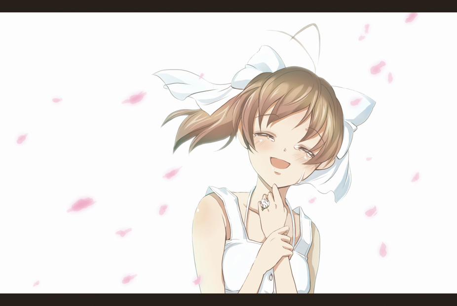 antenna_hair, brown_hair, clannad, closed_eyes, furukawa_nagisa, izumi_(sachikara), ponytail, short_hair