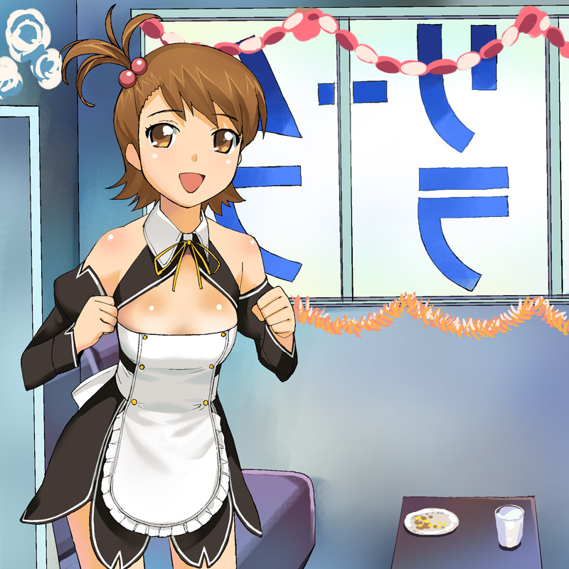 1girl, a1, cosplay, dream_c_club, flat_chest, flipped_hair, futami_ami, hair_bobbles