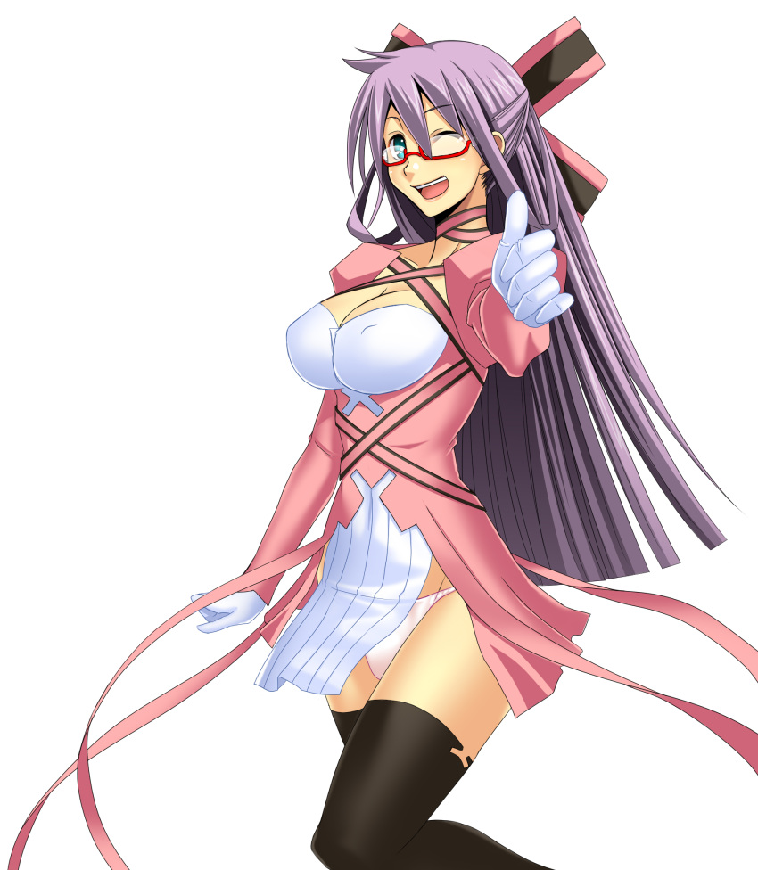 1girl, black_legwear, blue_eyes, breasts, choker, cleavage, dress, female