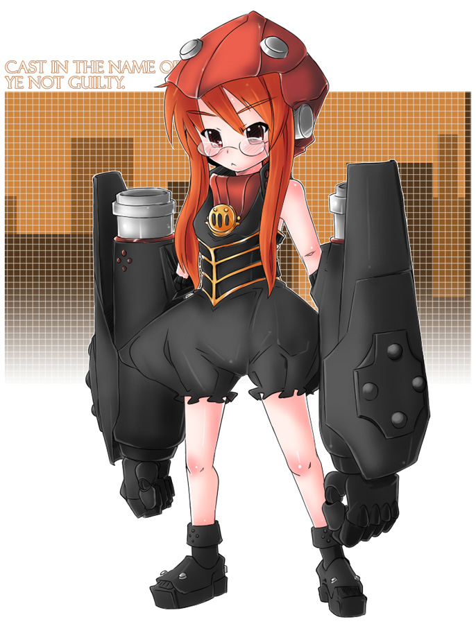 :<, akihara_nakuru, bare_shoulders, big_o_(mecha), glasses, mecha, mecha_musume, nakuru_box