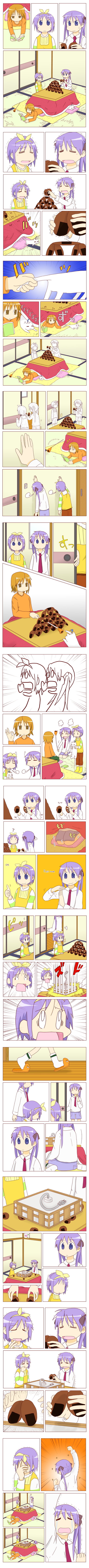 3girls, absurdres, ahoge, animalization, cat, comic, dango_daikazoku, english