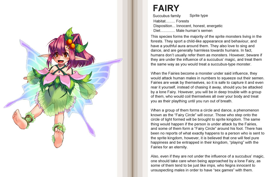 1girl, barefoot, blush, character_profile, english, fairy, fairy_(mamono_girl_lover), fairy_(monster_girl_encyclopedia)