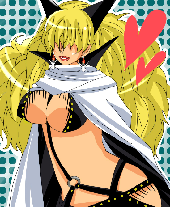 1girl, bad_id, bangs, blonde_hair, breasts, candle, cape, chiroru_shimai