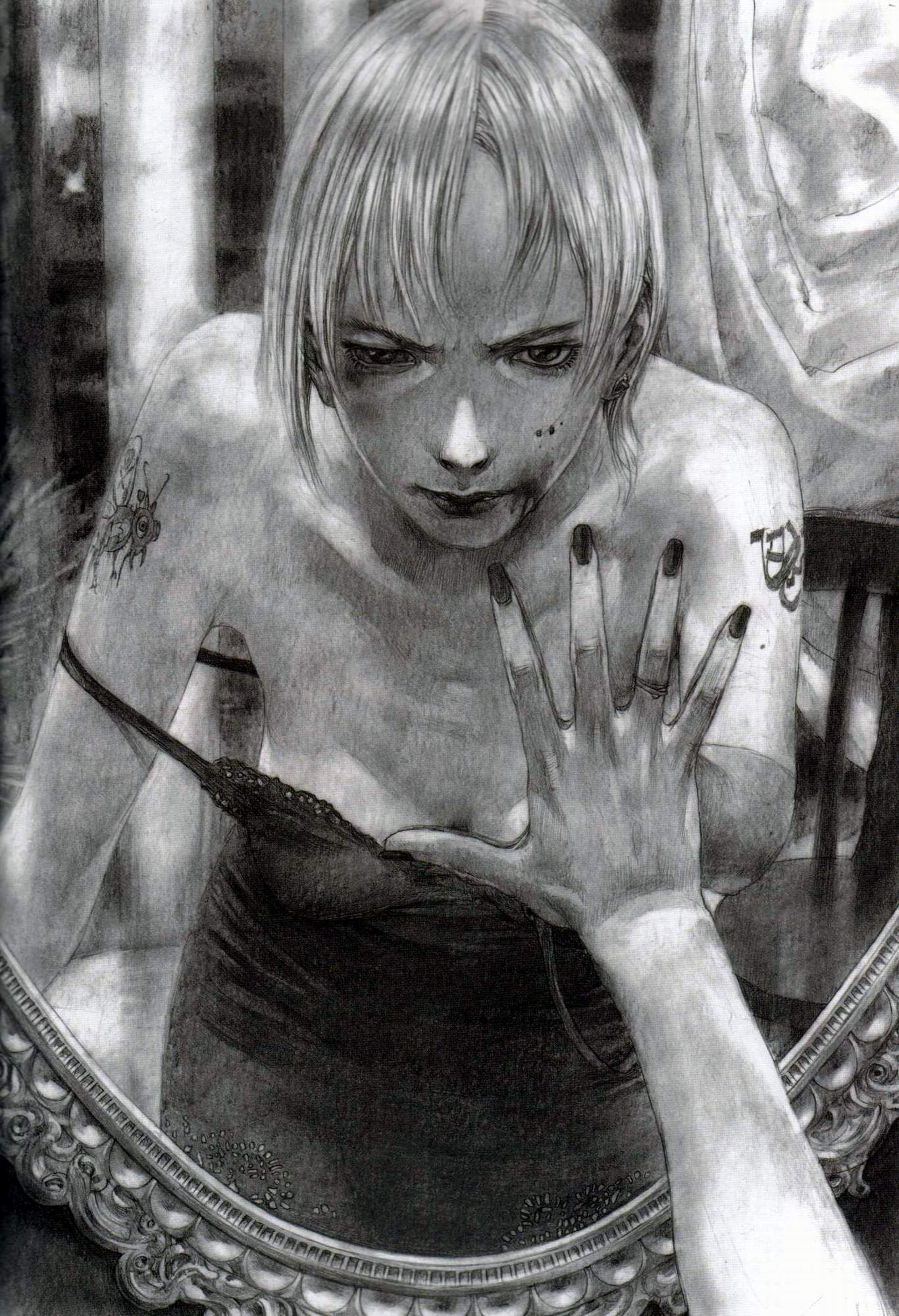 1girl, blood, breasts, bruise, cleavage, dress, female, highres