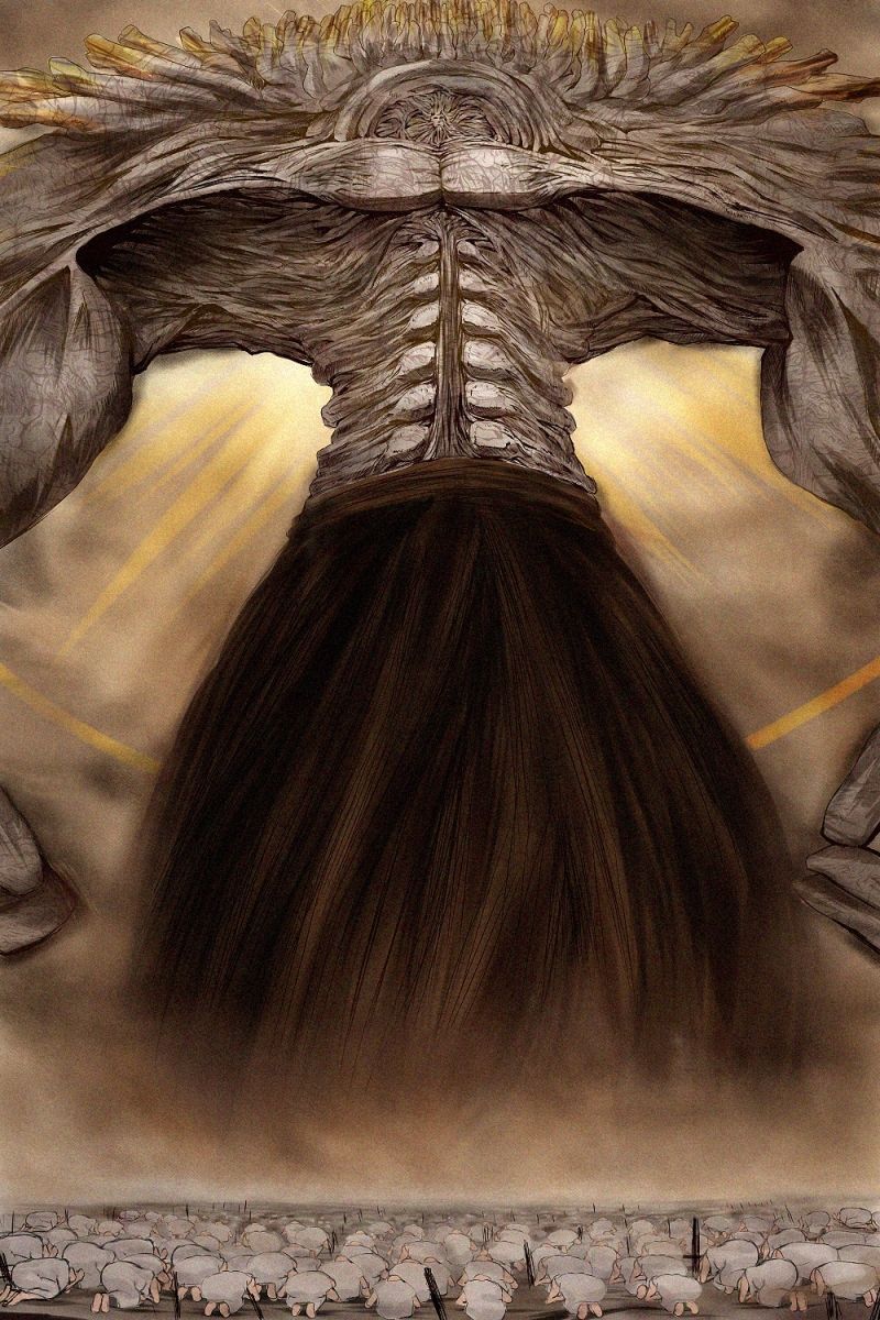 1boy, armpits, blastbeat, epic, extreme_muscles, giant, highres, kneeling