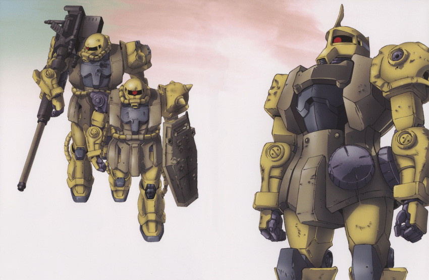 absurdres, battle_damage, cannon, damaged, gundam, gundam_08th_ms_team, highres, mecha