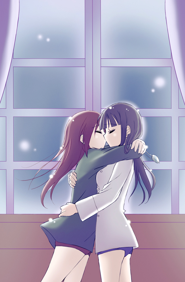 2girls, couple, kanata_(sentiment), kiss, minna-dietlinde_wilcke, multiple_girls, sakamoto_mio, strike_witches