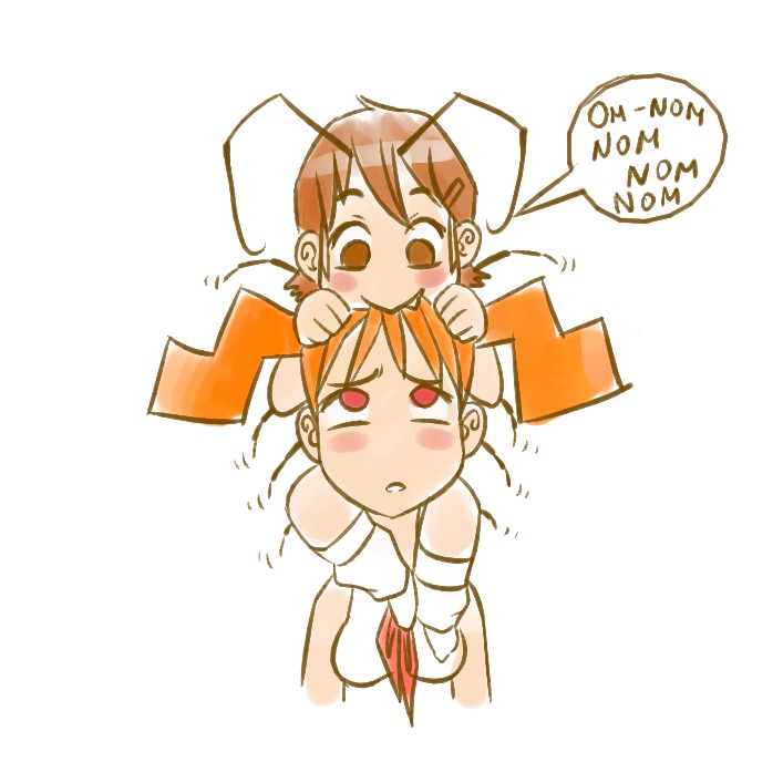 2ch-tan, 2ch.ru, 2girls, antennae, blush, brown_eyes, brown_hair, dvach-tan