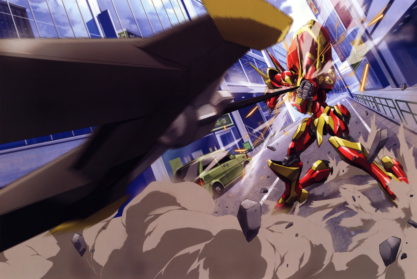 absurdres, alternate_color, car, code_geass, ground_vehicle, highres, lancelot, mecha