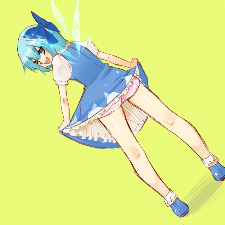 1girl, ass, bad_id, blue_eyes, blue_hair, blush, bow, c2
