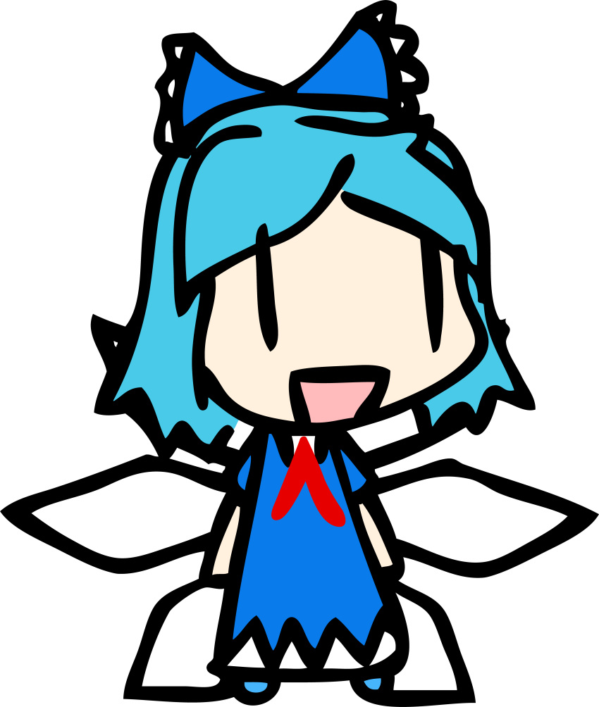 1girl, absurdres, cirno, female, highres, kirbym, simple_background, solo