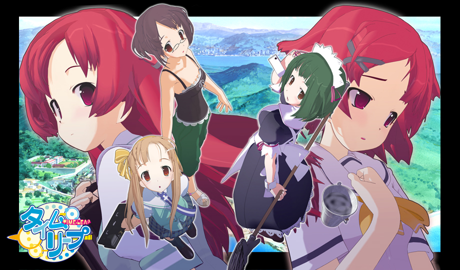 3d, 5girls, :o, ahoge, apron, black_dress, black_legwear, blonde_hair