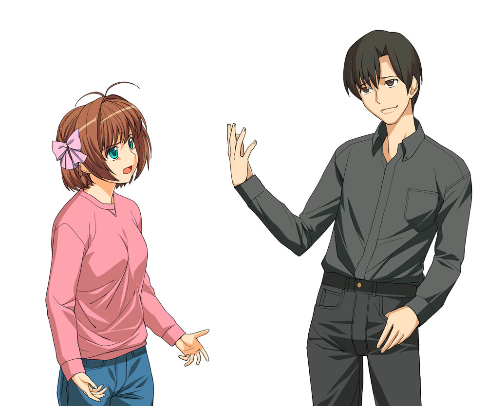 00s, 1boy, 1girl, a1, arguing, casual, kimi_ga_nozomu_eien, narumi_takayuki