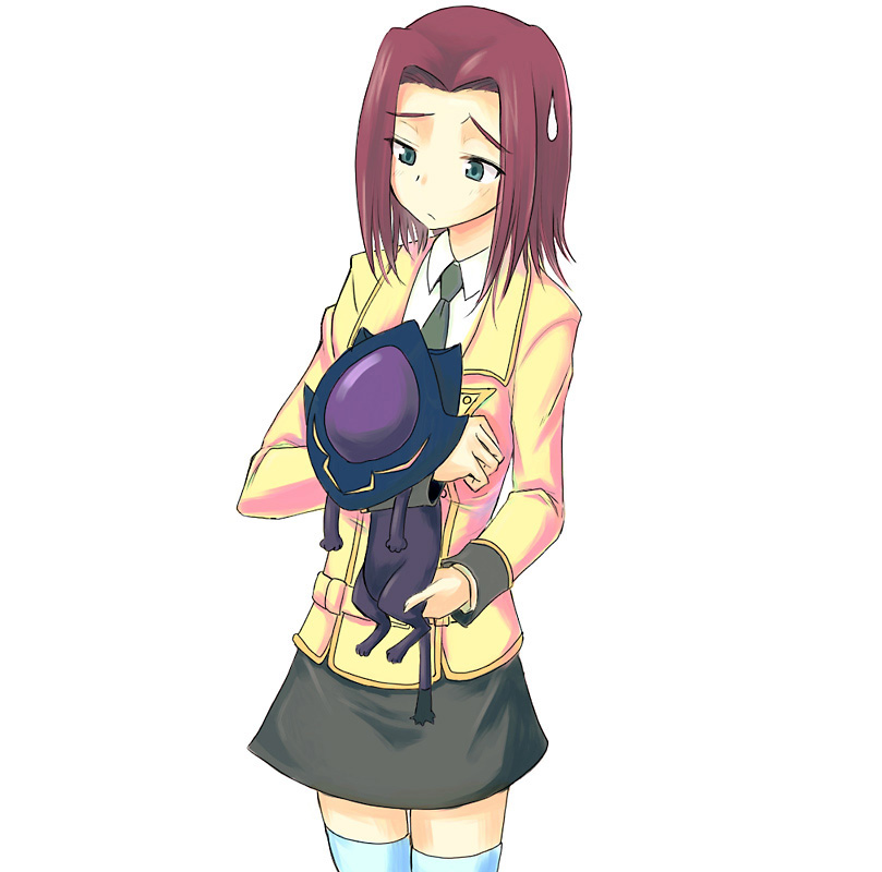 1girl, arthur, arthur_(code_geass), black_skirt, brooch, code_geass, cowboy_shot, gem