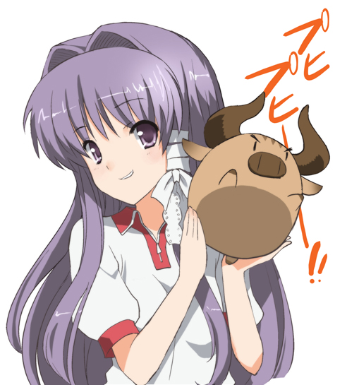 achunchun, botan, chun_(friendly_sky), chun_(pixiv75764), clannad, fujibayashi_kyou, gym_uniform, horns