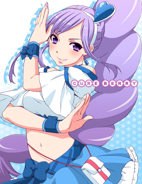 aono_miki, cure_berry, fresh_precure!, fresh_pretty_cure!, futari_wa_pretty_cure, kurootoko, magical_girl, navel
