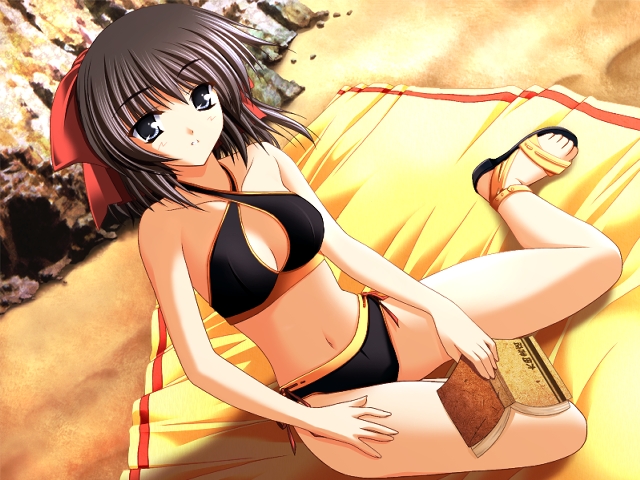 black_eyes, black_hair, book, dutch_angle, game_cg, hair_ribbon, natsuiro_komachi, ribbon