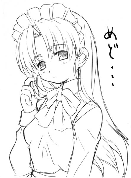 1girl, aoi_kumiko, bow, bowtie, futaba_channel, gloves, half-closed_eyes, hand_in_hair