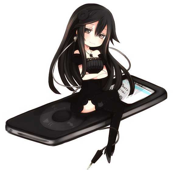 aruya_(flosrota), bad_id, black_eyes, black_hair, boots, brown_eyes, digital_media_player, ipod