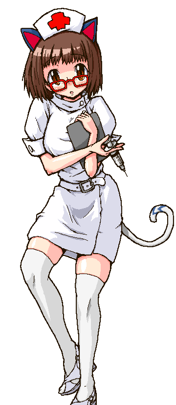 akane_soir, animal_ears, cat_ears, cat_tail, glasses, my-otome, nurse, shirono