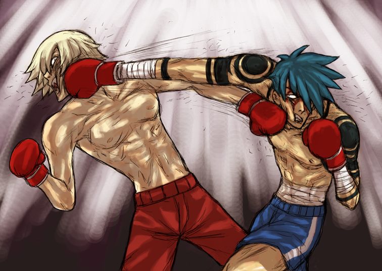 2boys, aizawa_yoshihiko, ashita_no_joe, boxing, crosscounter, kamina, male_focus, multiple_boys