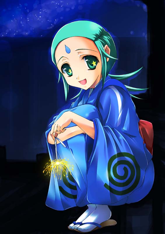 1girl, female, fireworks, japanese_clothes, maho_(yakimorokoshi), mashuu, oedo_rocket, ooedo_rocket, senkou_hanabi, solo, sora_(oedo_rocket), sparkler