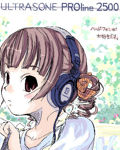 00s, haya, headphones, lowres, maria-sama_ga_miteru, matsudaira_touko, oekaki, translated